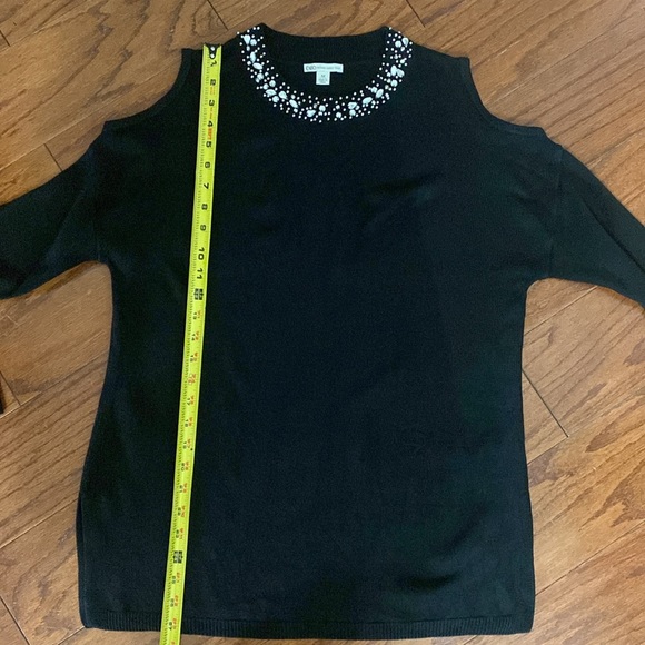 Cato Black open shoulder with beaded rhinestone collar sweater - Size medium - Picture 11 of 11